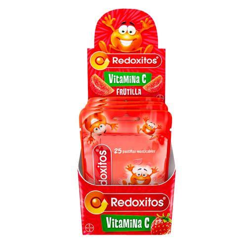 Suplemento Dietario Redoxitos Sabor Frutilla x 6 sobres x 25 Pastillas Masticables c/u