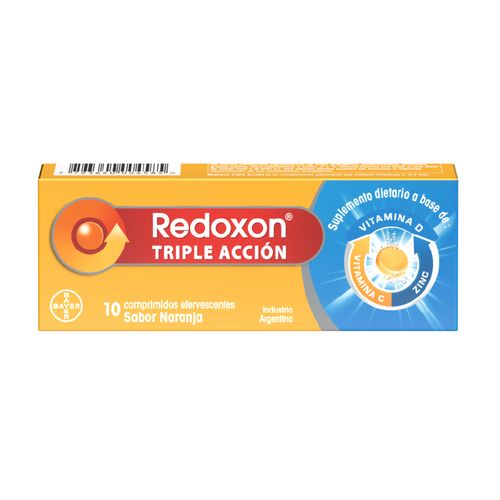 Suplemento Dietario Redoxon Triple Acción a base de Vitamina C, D y Zinc x 10 Comprimidos Efervescentes