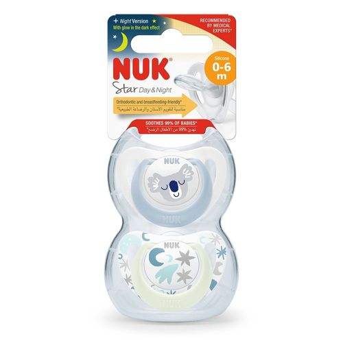 Chupete Nuk Star Day & Night Koala Celeste T1 0-6m x 2 un