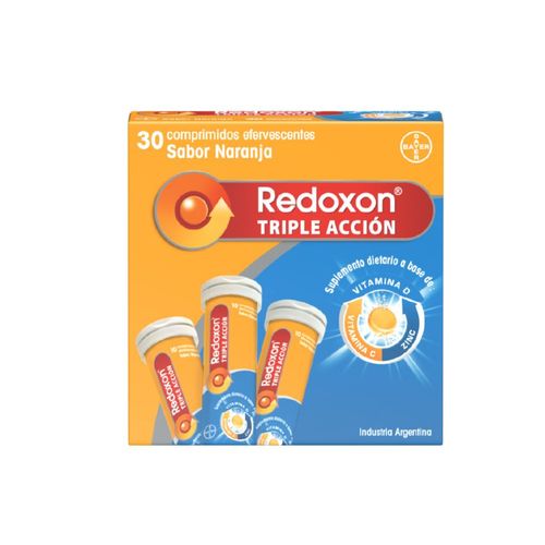 Suplemento Dietario Redoxon Triple Acción a Base de Vitamina C, D y Zinc x 30 Comprimidos Efervescentes