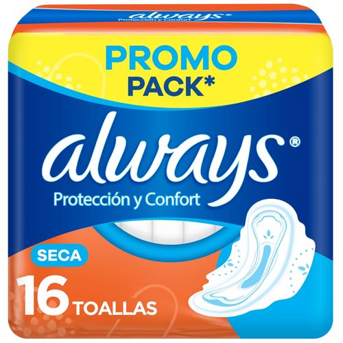 Toallitas Femeninas Always Proteccion y Confort Seca x 16 un