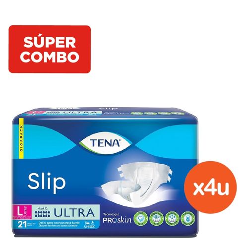 Combo Tena Pañales Unisex Large x 4 packs x 21 un c/u