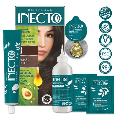 Kit de Tintura Inecto Rapid Look Castaño Oscuro 3