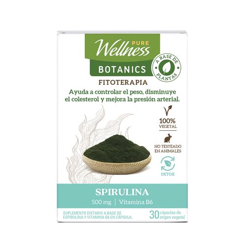 Suplemento Dietario Pure Wellness Spirulina 500 mg x 30 Cápsulas