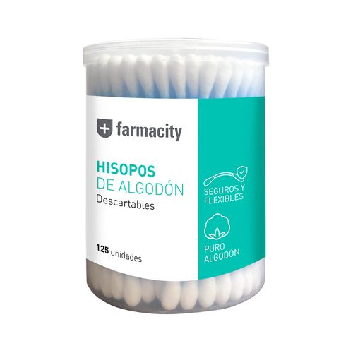 Hisopos Flexibles Farmacity de Algodón x 125 un