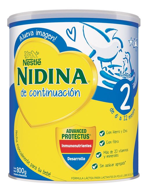 Fórmula Láctea Polvo Nidina Bebé 2 6 a 12 Meses x 800 G