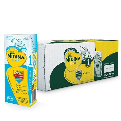 Leche Líquida Nidina de 0 a 6  Meses x 24 un x 200 ml