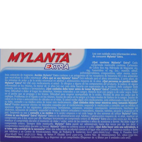 Mylanta Extra Masticable x 24 Comp