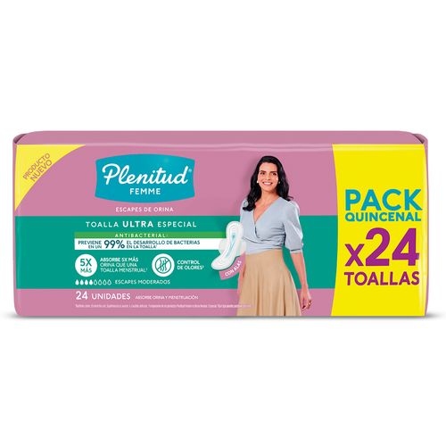 Toallas para Incontinencia Plenitud Femme Ultra sin Alas x 20 un