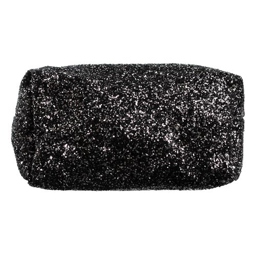 Portacosmetico Rectangular Wav Glitter Negro Grande