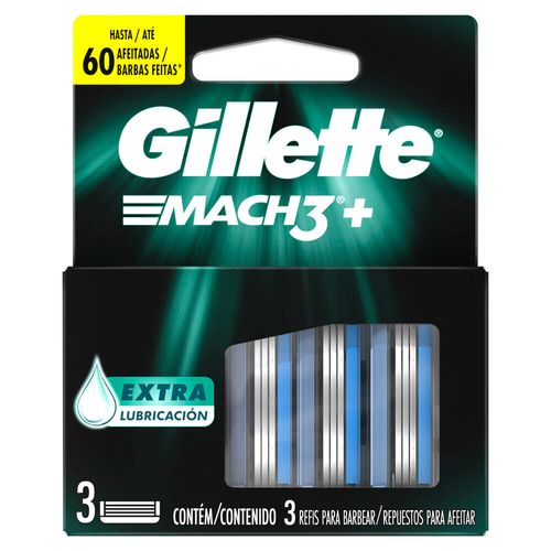 Gillette Mach3+ Repuestos de Afeitar x 3 un