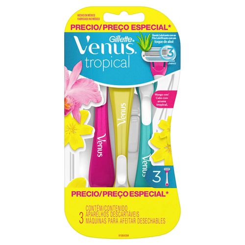 Máquina de Afeitar Gillette Venus Desechable Tropical para Mujer x 3 un