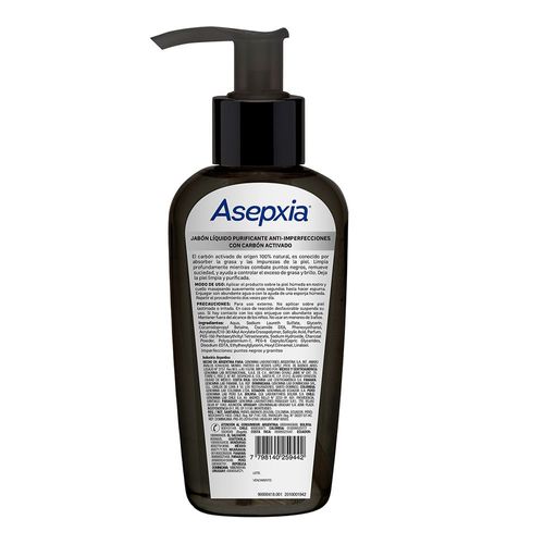 Jabón Líquido Purificante Asepxia Carbón x 200 ml