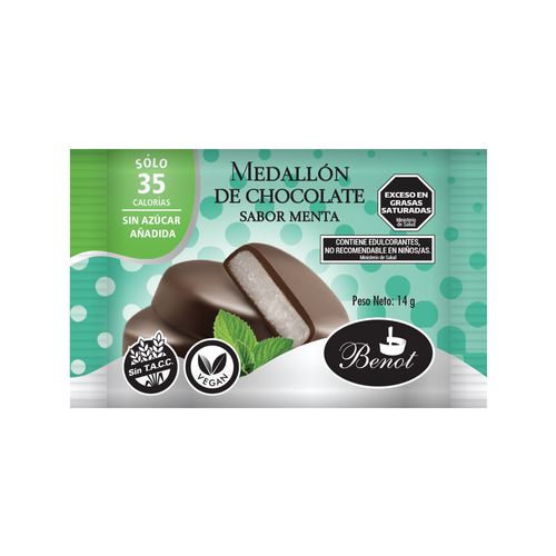 Medallón Benot de Chocolate Dietéticos sabor Menta  x 14 g