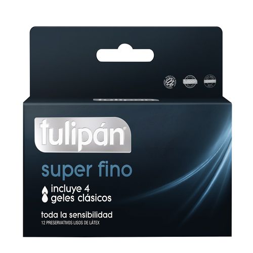 Preservativo de Látex Tulipán Lubricados Súper Finos x 12 un