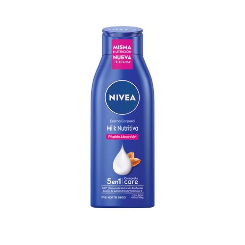 Crema Corporal Hidratante Nivea Milk Nutritiva 5 en 1 para Piel Extra Seca x 400 ml