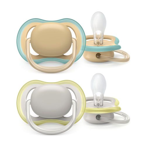 Chupete Avent Ultra Air Plain Crema y Gris 0-6 meses x 2 un