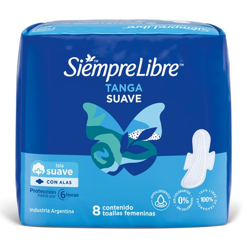 Toallas Femeninas Siempre Libre Tanga Suave con Alas x 8 un