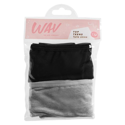 Top para Adolecentes Wav Negro y Gris x 2 un