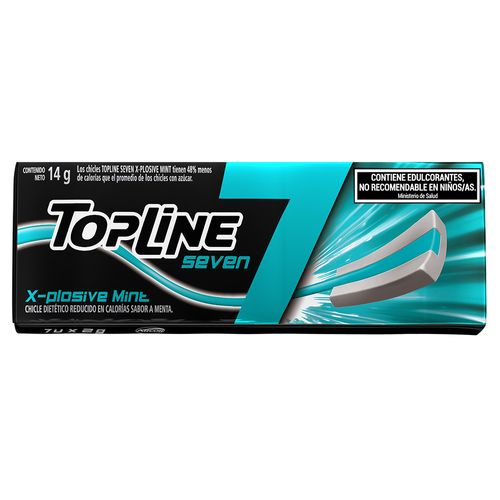 Chicles Topline 7 Xplosive Mint sin Azúcar x 14 g