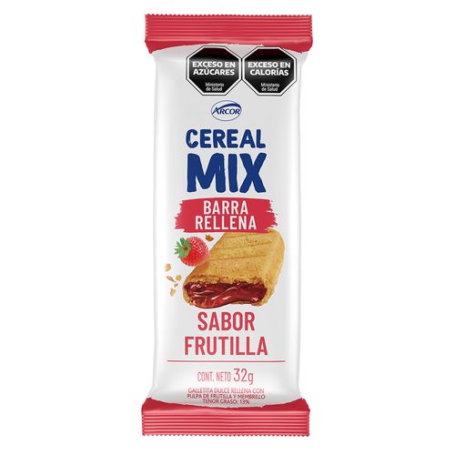 Barra Cereal Mix  Rellena sabor Frutilla x 32 g
