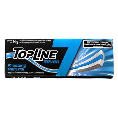 Chicles Topline 7 Xplosive Mint sin Azúcar x 14 g