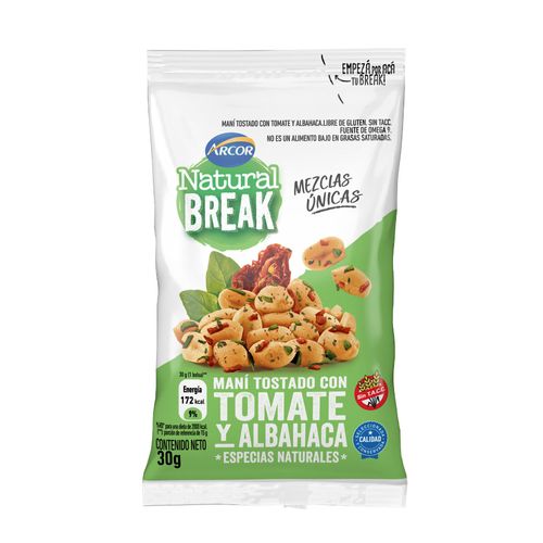 Maní Tostado Natural Break con Tomate y Albahaca x 30 g