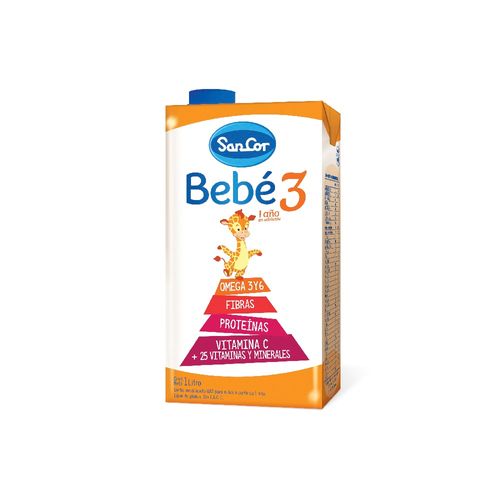 Leche Infantil Líquida Sancor Bebé 3 Sabor Original 1 a 3 Años x 1 l