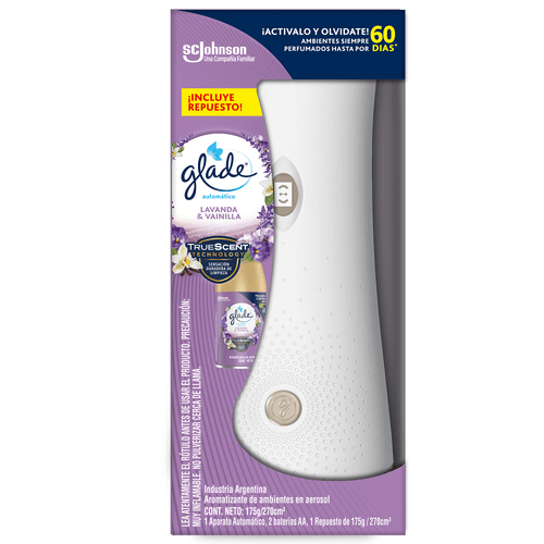 Aromatizante de Ambientes Automático Glade Lavanda y Vainilla Aparato + Repuesto 175gr