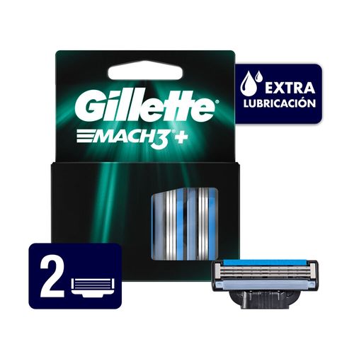 Respuesto de Afeitar Gillette Mach3 con Extra Lubricación x 2 un
