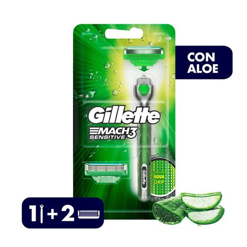 Maquina de afeitar Gillette Mach3 Sensitive Aqua-Grip Recargable x 2 un