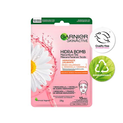 Mascarilla en Tela Garnier Manzanilla Biodegradable Skin Active x 1 un