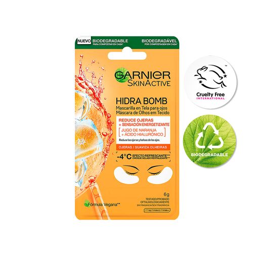 Mascarilla en Tela para Ojos Garnier Naranja Biodegradable Skin Active