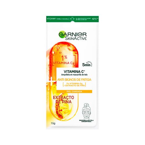 Ampolla en Mascarilla de Tela Garnier con Vitamina C y Ananá