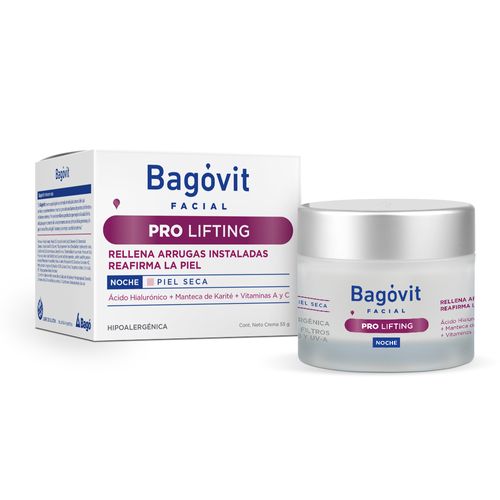 Crema Antiarrugas Reafirmante Bagóvit Facial Pro Lifting Noche Piel Seca x 55 g