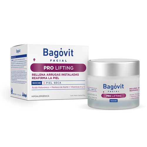 Crema Antiarrugas Reafirmante Bagóvit Facial Pro Lifting Noche Piel Seca x 55 g