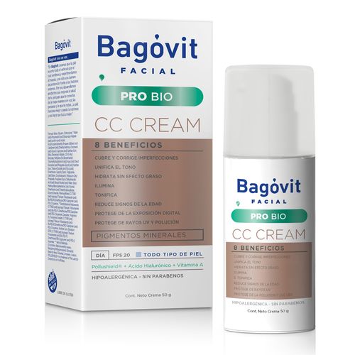 Crema Facial Bagóvit Pro Bio CC Cream Multiprotectora Perfeccionadora x 50 gr