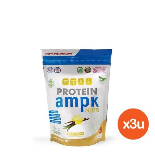 Combo Suplemento Dietario Ampk Protein Vainilla x 3 un x 506 g c/u