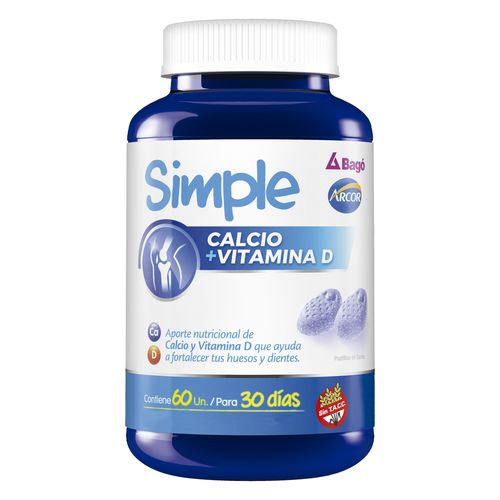 Suplemento Dietario Simple Calcio y Vitamina D x 60 gomitas sabor frutos rojos