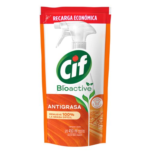 Repuesto Limpiador Antigrasa Cif Bioactive x 450 ml