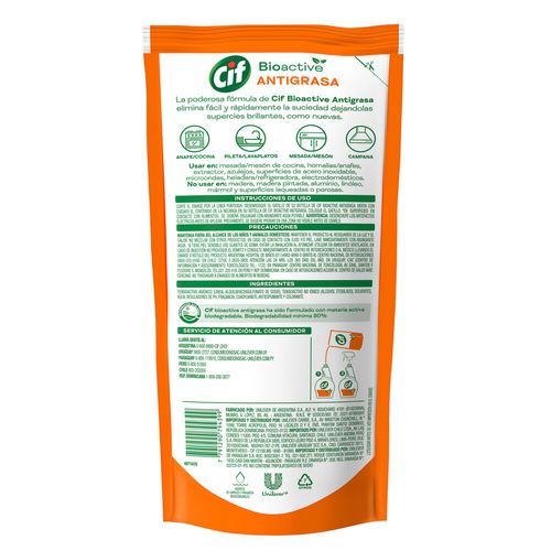 Repuesto Limpiador Antigrasa Cif Bioactive x 450 ml