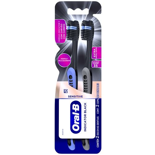 Cepillo Dental Oral-B Indicator Black Charcoal Suave x 2 un