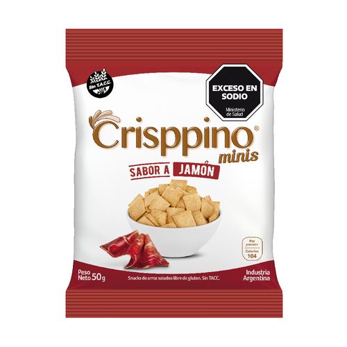 Mini Galletita de Arroz Crisppino sabor Jamón x 50 g