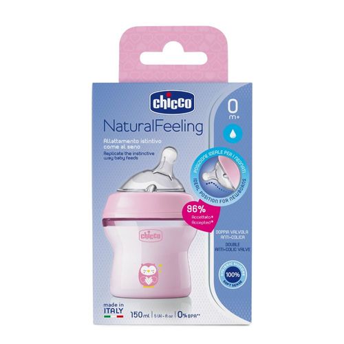 Mamadera Natural Feeling Chicco Flujo Lento Rosa x 150 ml