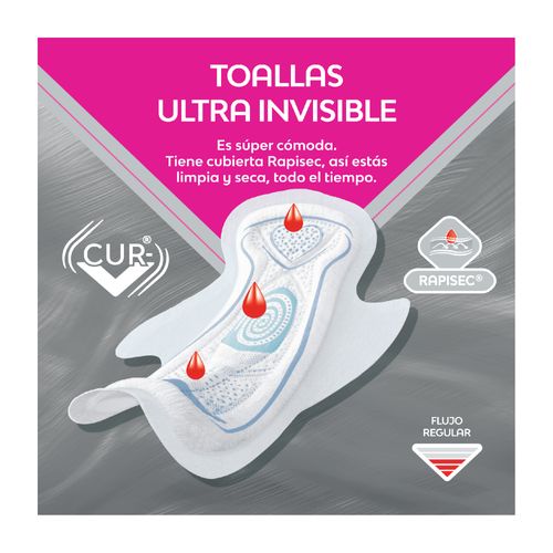 Toalla Femenina Nosotras Ultra invisible Rapisec tipo Algodón x 14 un