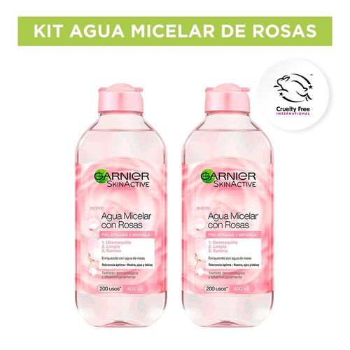 Agua Micelar de Rosas Garnier Skin Active x 2 un x 400 ml