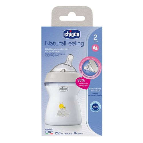 Mamadera Chicco NaturalFeeling Flujo Medio 2+ Meses x 250 ml