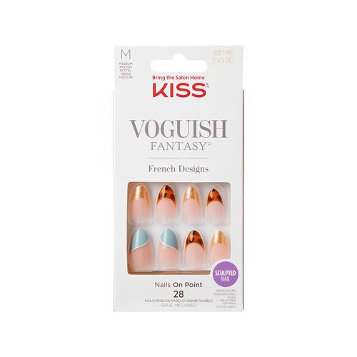 Uñas Postizas Kiss Voguish Fantasy French Charmante