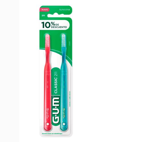 Cepillo Dental Gum Classic Suave 211 x 2 un