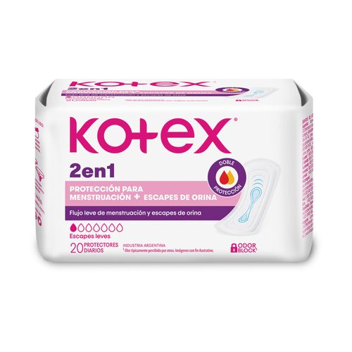 Protectores Diarios Kotex 2 en 1 x 20 un